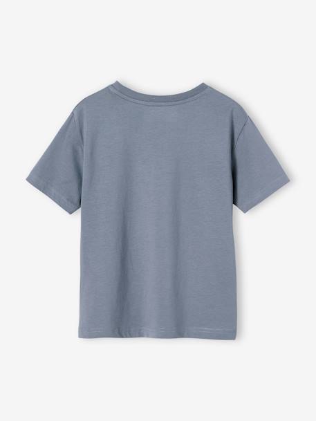 Camiseta con motivo de paisaje y detalles de tinta con relieve para niño azul jeans+crudo 