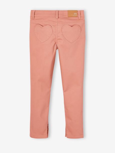 Pantalón slim indestructible con bolsillos detrás en forma de corazón para niña rosado 