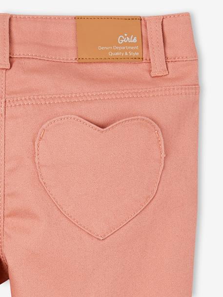 Pantalón slim indestructible con bolsillos detrás en forma de corazón para niña rosado 