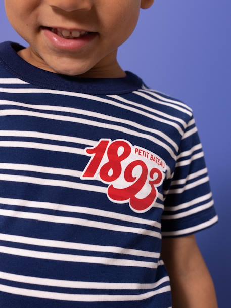 Camiseta a rayas de algodón orgánico PETIT BATEAU azul 