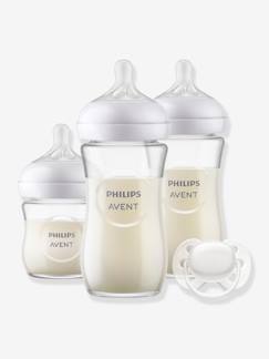 Puericultura-Pack de 3 biberones de cristal + chupete Natural Response Philips AVENT