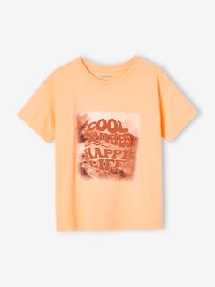 camisetas-Niño-Camisetas y polos-Camisetas-Camiseta con motivo de fotografía y texto de tinta con relieve para niño