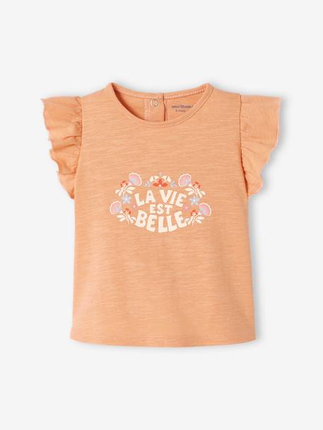 Camiseta de mangas con volantes para bebé naranja 