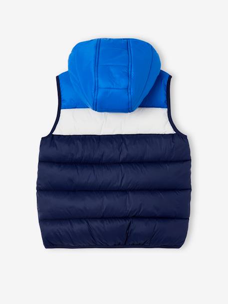Chaleco acolchado con capucha efecto colorblock, para niño azul intenso+caqui 