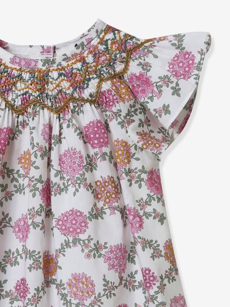 Vestido «Ana» de tejido Liberty para bebé - Cyrillus - Colección para fiestas y ceremonias blanco estampado 