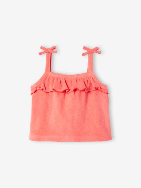 Conjunto de felpa rizada para bebé: camiseta de tirantes y short coral 