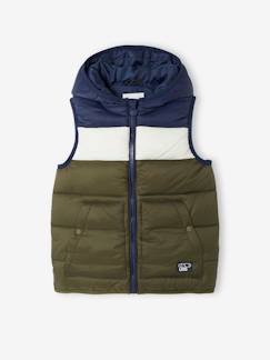 Materiales Reciclados-Niño-Abrigos y chaquetas-Chaleco acolchado con capucha efecto colorblock, para niño