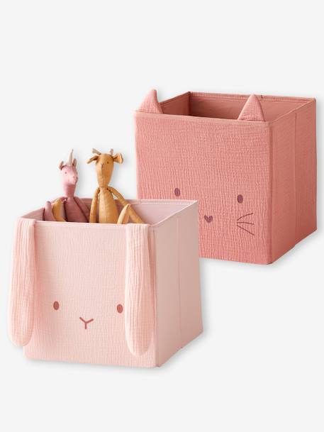 Pack de 2 caja de animales de gasa de algodón lote amarillo+lote rosa 
