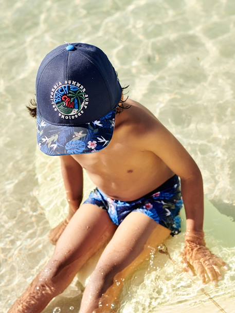 Gorra estampado estilo tropical para niño azul marino 