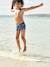 Bañador bóxer con estampado tropical para niño rayas azul marino 