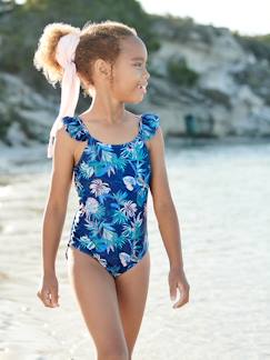 -Bañador con estampado tropical para niña