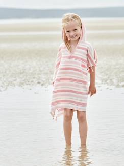 Textil Hogar y Decoración-Poncho infantil al estilo Fouta a rayas y personalizable
