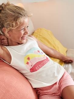 -Pijama con short «flamenco rosa» de gasa 100% algodón para niña