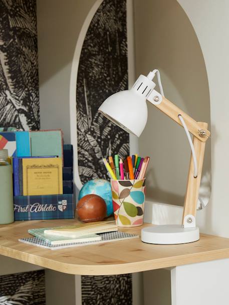 Lámpara de escritorio articulada blanco+ROSA CLARO LISO CON MOTIVOS 