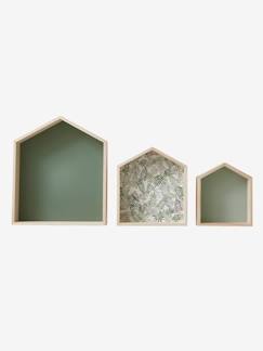 Textil Hogar y Decoración-Decoración-Cuadros, pósters y paneles-Pack de 3 estanterías casitas