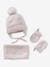 Conjunto para bebé niña: gorro + snood + manoplas rosa rosa pálido 