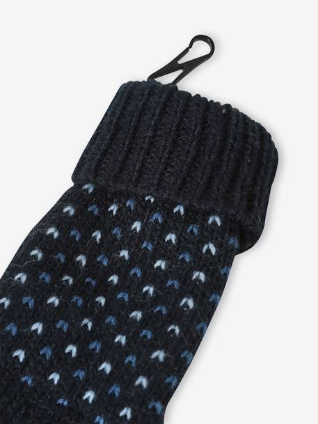 Conjunto gorro + snood + guantes o manoplas de punto jacquard para niño azul oscuro 