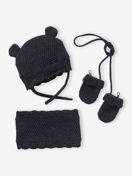 Bebé-Accesorios-Gorros, bufandas, guantes-Conjunto para bebé niña de gorro + snood + manoplas
