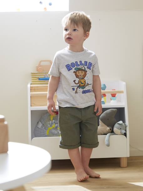 Camiseta con animal divertido para niño azul oscuro+gris jaspeado 