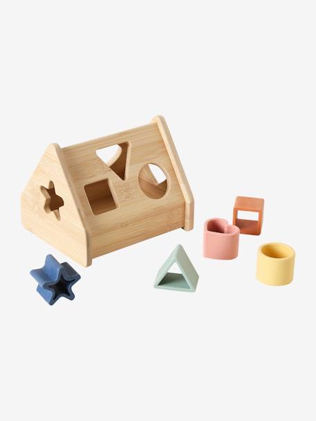 Triángulo de piezas para encajar de madera y silicona beige 