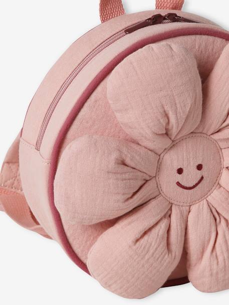 Mochila de gasa de algodón «flores» para niña, para preescolar rosa viejo 