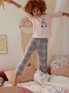 Pijama de punto jersey y franela para niña «Supercat»