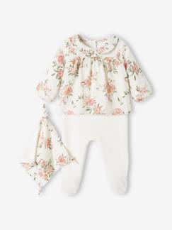 Pijama de gasa de algodón y terciopelo para bebé con doudou a juego