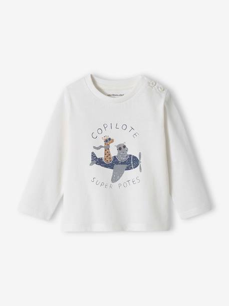 Camiseta fantasía bebé niño azul grisáceo+crudo+GRIS MEDIO JASPEADO+vainilla 