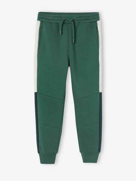 Pantalón deportivo de felpa con bandas bicolores a los lados, para niña GRIS OSCURO LISO CON MOTIVOS+NEGRO OSCURO LISO CON MOTIVOS+verde pino 