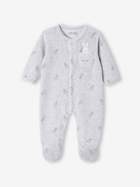 Bebé-Pijamas-Pelele de terciopelo con abertura de recién nacidos para bebé «Conejos»