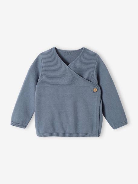 Ecorresponsables-Bebé-Sudaderas, jerséis y chaquetas de punto-Chaqueta cruzada bebé recién nacido de punto tricot de algodón orgánico