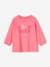 Camiseta «good vibes» con dibujo flatlock de terciopelo y flores para niña rosa chicle 