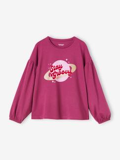 Niña-Camisetas-Camiseta con detalles brillantes y texto de terciopelo para niña