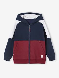 Niño-Jerséis, chaquetas de punto, sudaderas-Sudadera deportiva con cremallera y capucha efecto colorblock niño