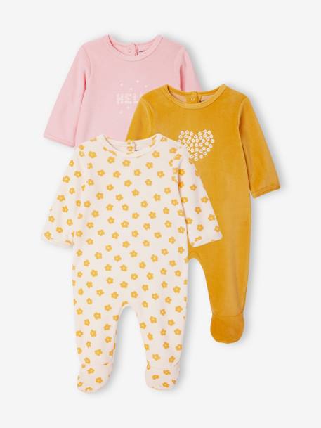 Bebé-Pijamas-Pack de 3 peleles de terciopelo para bebé - BASICS