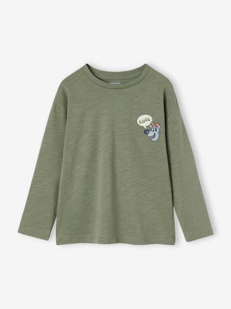 Camiseta con motivo grande detrás para niño azul oscuro+verde sauce 