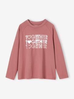 Deporte-Niña-Ropa deportiva-Camiseta deportiva de manga larga raglán con motivo brillante «Together» para niña