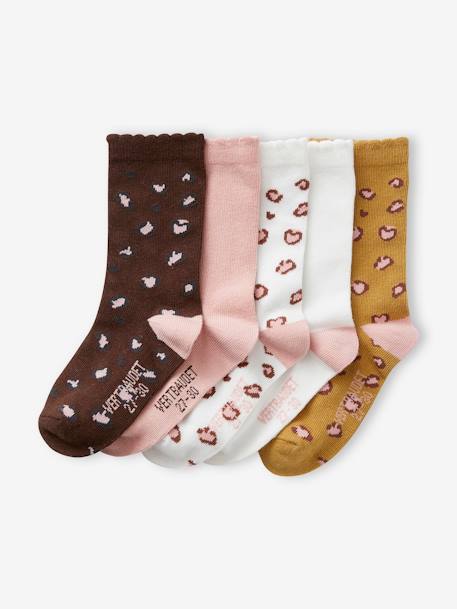 Pack de 5 pares de calcetines «wild» para niña chocolate 