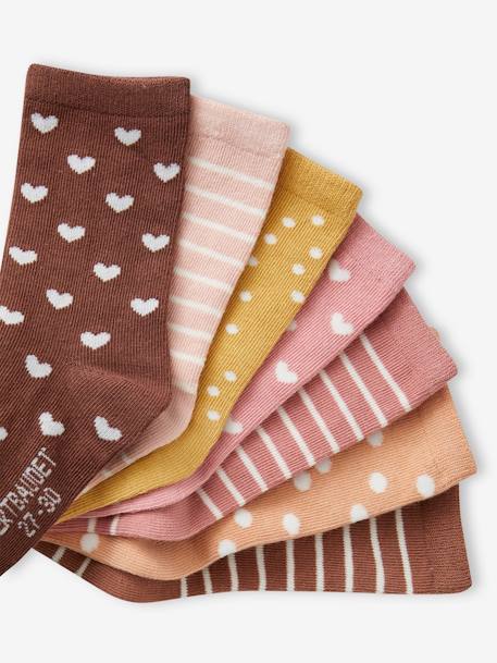 Pack de 7 pares de calcetines para niña para toda la semana avellana+crudo 