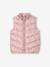 Chaleco acolchado deportivo con capucha retráctil, para niña rosa estampado 