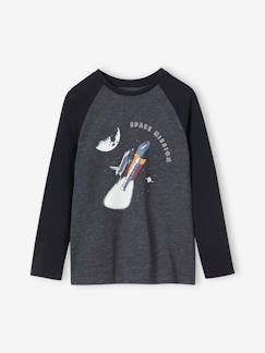 camisetas-Niño-Camiseta con motivo gráfico y mangas raglán a color, para niño