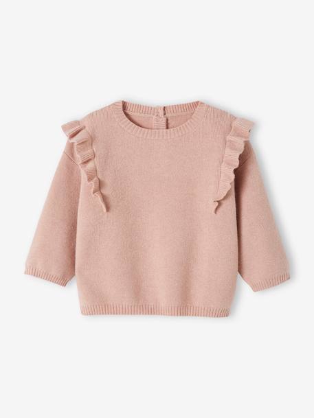 Conjunto de punto tricot para bebé: jersey + leggings rosa maquillaje 