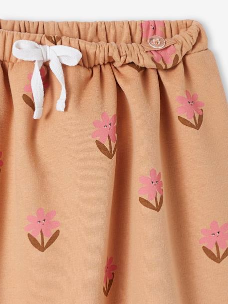 Falda de felpa de largo medio con motivos de flores para niña melocotón 