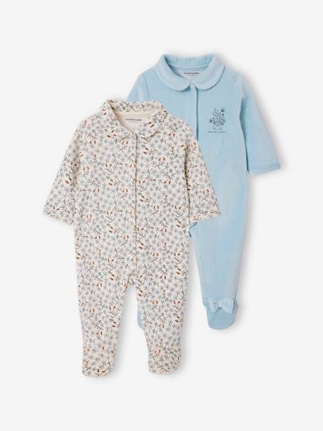 Pijamas y bodies bebé-Bebé-Pack de 2 peleles de terciopelo para bebé