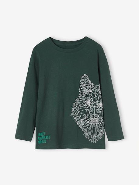 Camiseta con motivo de animal para niño crudo+verde pino 