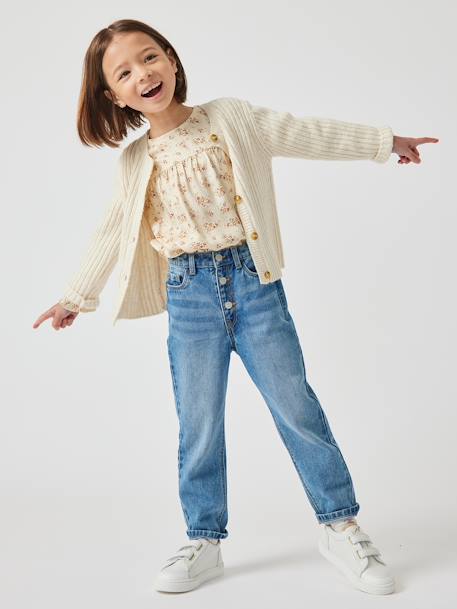 Vaqueros «Mom fit» de MorphologiK para niña - Talla de cadera MEDIANA azul jeans+doble stone+stone 