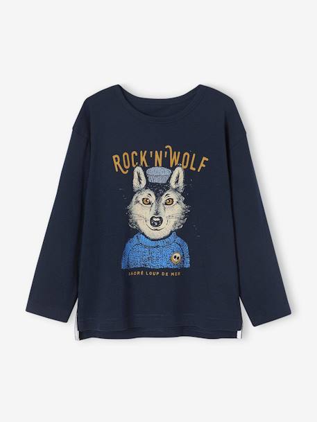 Camiseta motivo lobo de mar para niño azul marino 