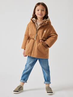 Niña-Parka con capucha, chaqueta acolchada brillante y forro de sherpa 3 en 1 para niña