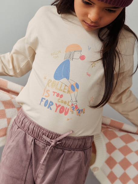 Camiseta con motivo girly y detalles fantasía, niña beige maquillaje+BLANCO CLARO LISO CON MOTIVOS+rosa viejo 