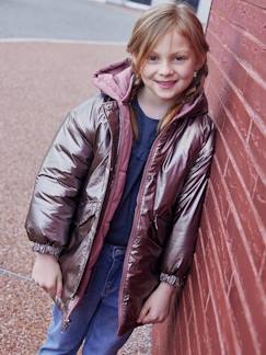 Niña-Abrigos y chaquetas-Parka reversible con efecto metalizado con capucha o chaqueta acolchada para niña